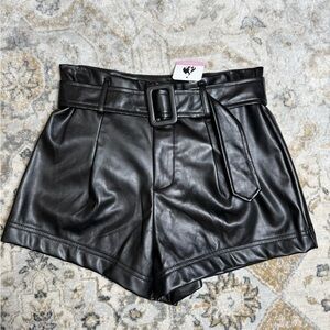 Black Faux Leather Shorts